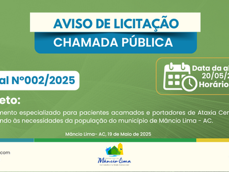 Chamada Pública N°002/2025 - Aviso de licitação