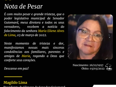 Nota de pesar: Maria Eliene Alves de Lima