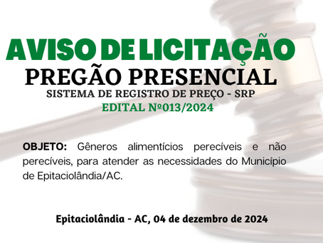 PP SRP 013/2024 - Aviso de Licitação