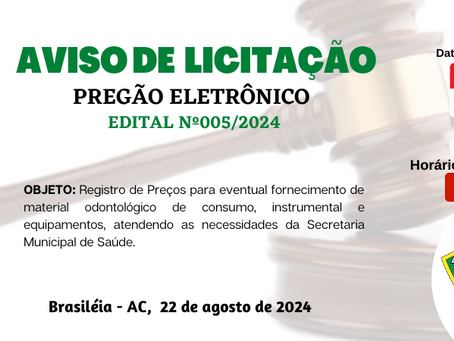 PE N°005/2024 - Aviso de Licitação