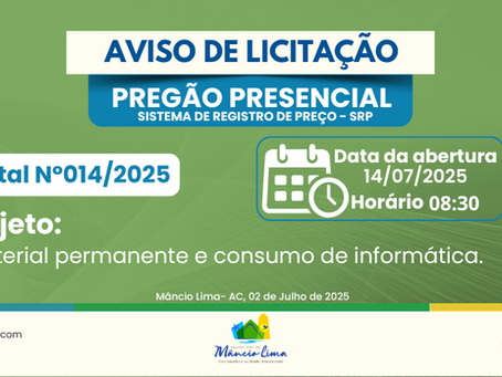 PP SRP N°014/2025 - Aviso de Licitação