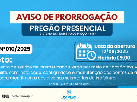 PP SRP Nº010/2025 - Aviso de Prorrogação