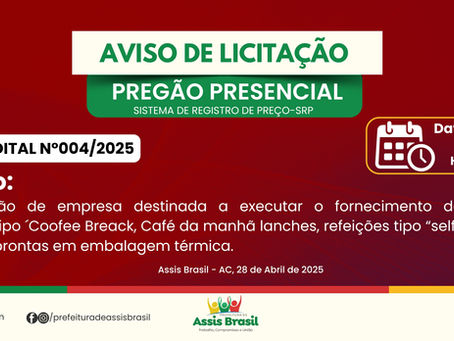PP SRP N°004/2025- Aviso de Licitação