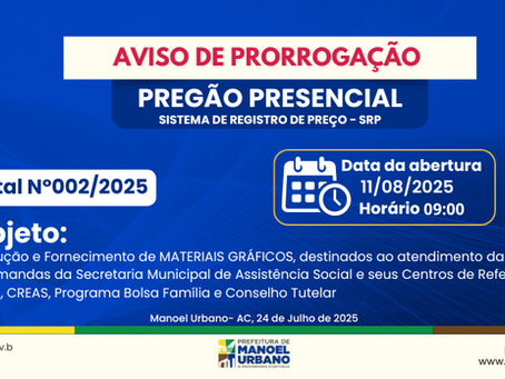 PP SRP N°002/2025 - Aviso de Prorrogação de Licitação 