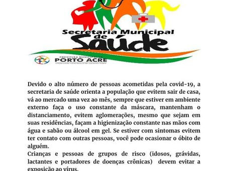 Saúde informa: orientações sobre covid-19