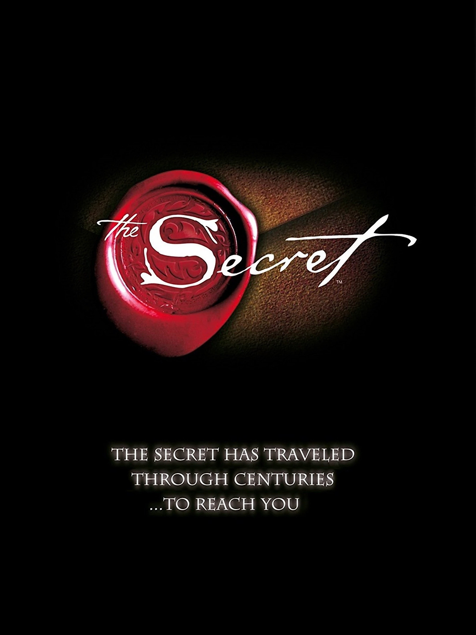Black poster for The Secret with a red wax seal logo and tagline: The secret has traveled through centuries... to reach you