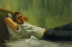 Relaxed - huile sur lin 100x65