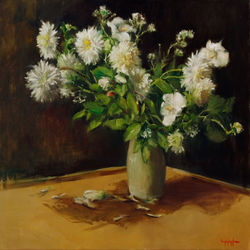 Dalhia et compagnie Huile sur lin 90x90 - Vendu