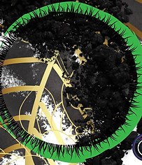 digital nature art - black, green, and gold