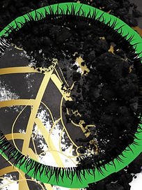 digital nature art - black, green, and gold