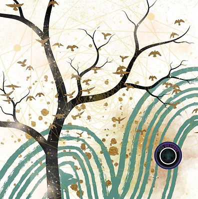 geometric tree and birds design