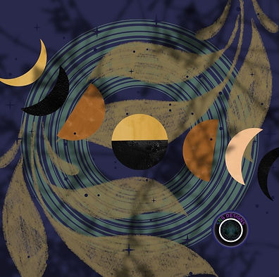 nature art design with moons and leaves