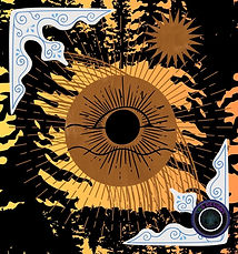 orange and yellow forest sun eye digital nature art