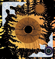orange and yellow forest sun eye digital nature art