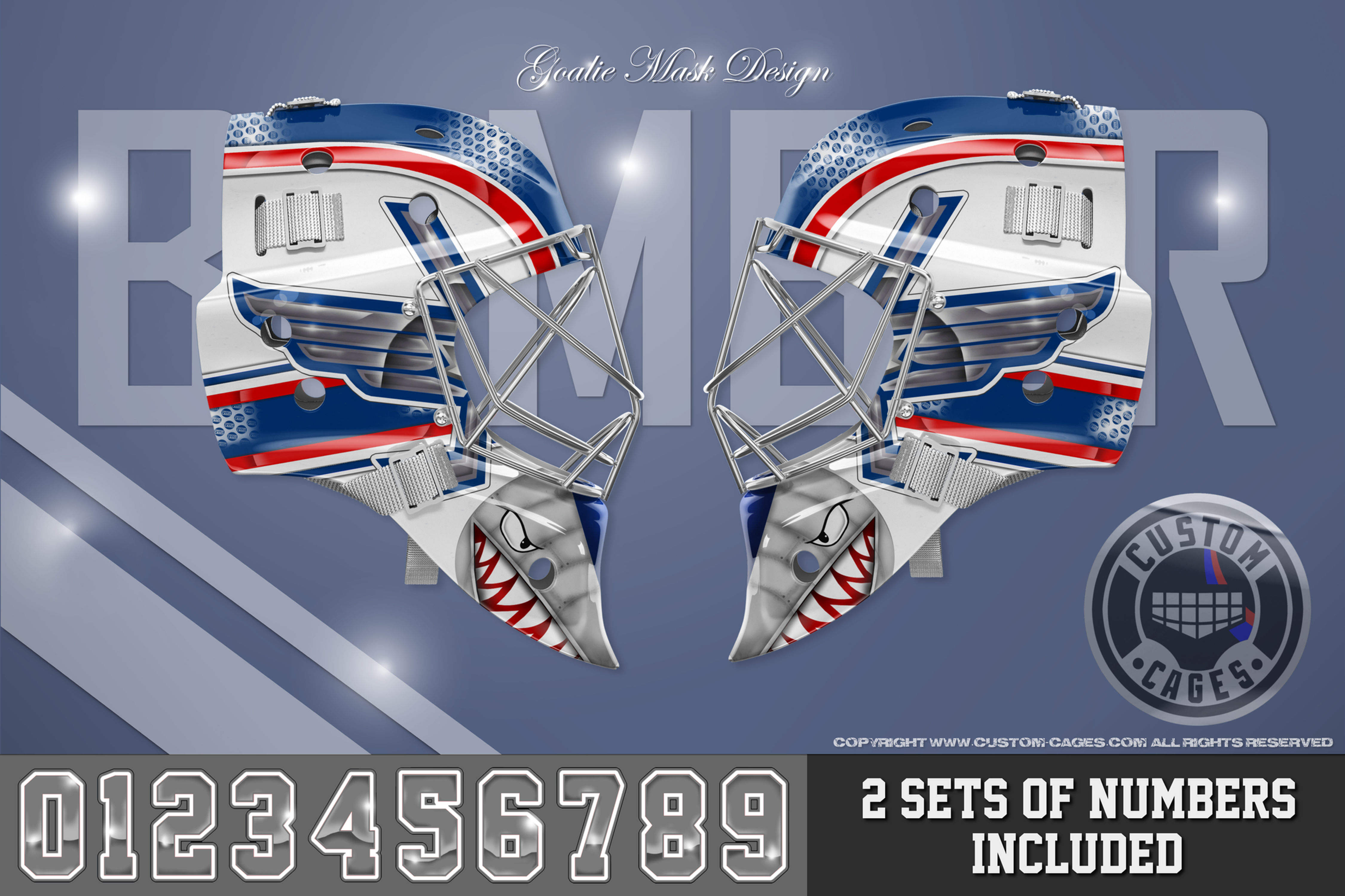 BOMBER-Goalie Mask Vinyl Decal Set