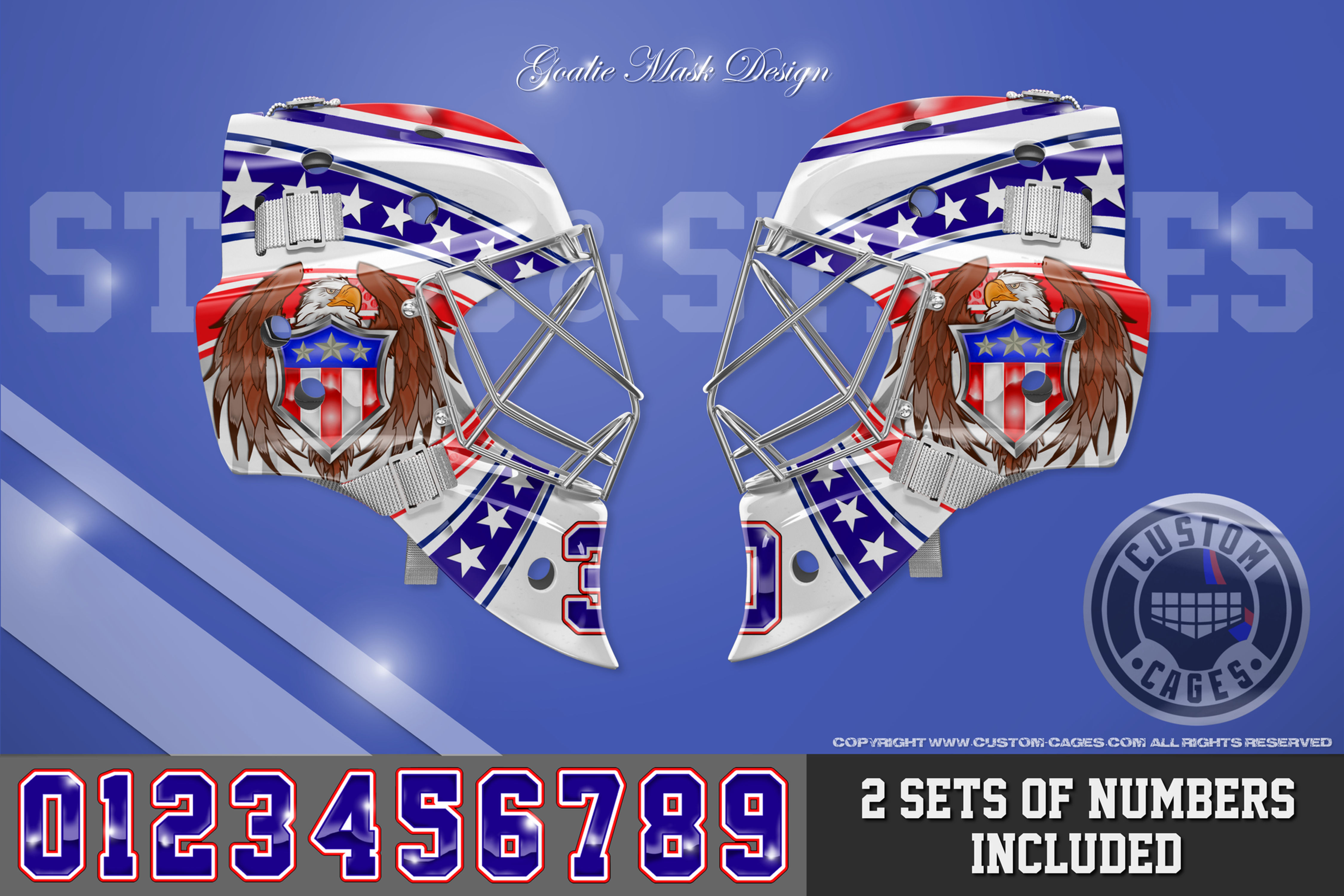 STARS & STRIPES -Goalie Mask Vinyl Decal Set