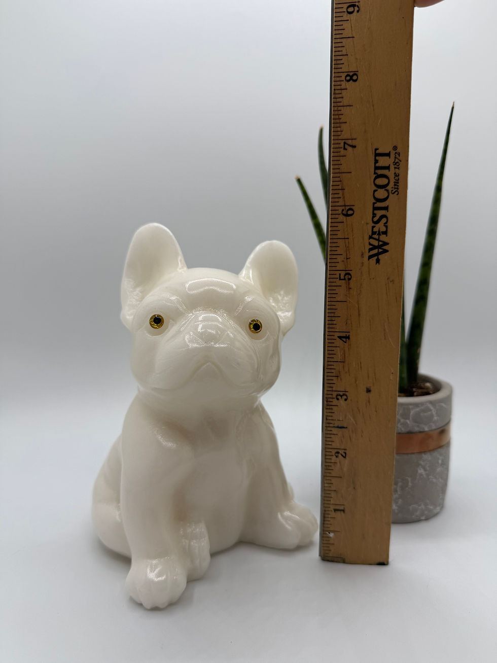 Thumbnail: White Jade - Frenchie Crystal Carving