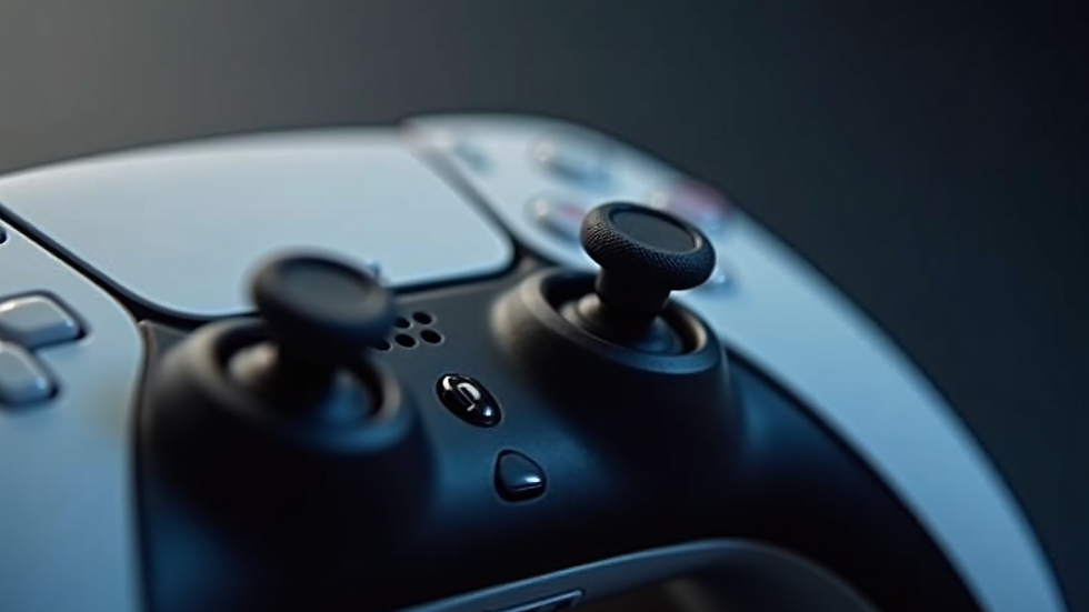 Close-up view of a PS5 controller's buttons and joystick