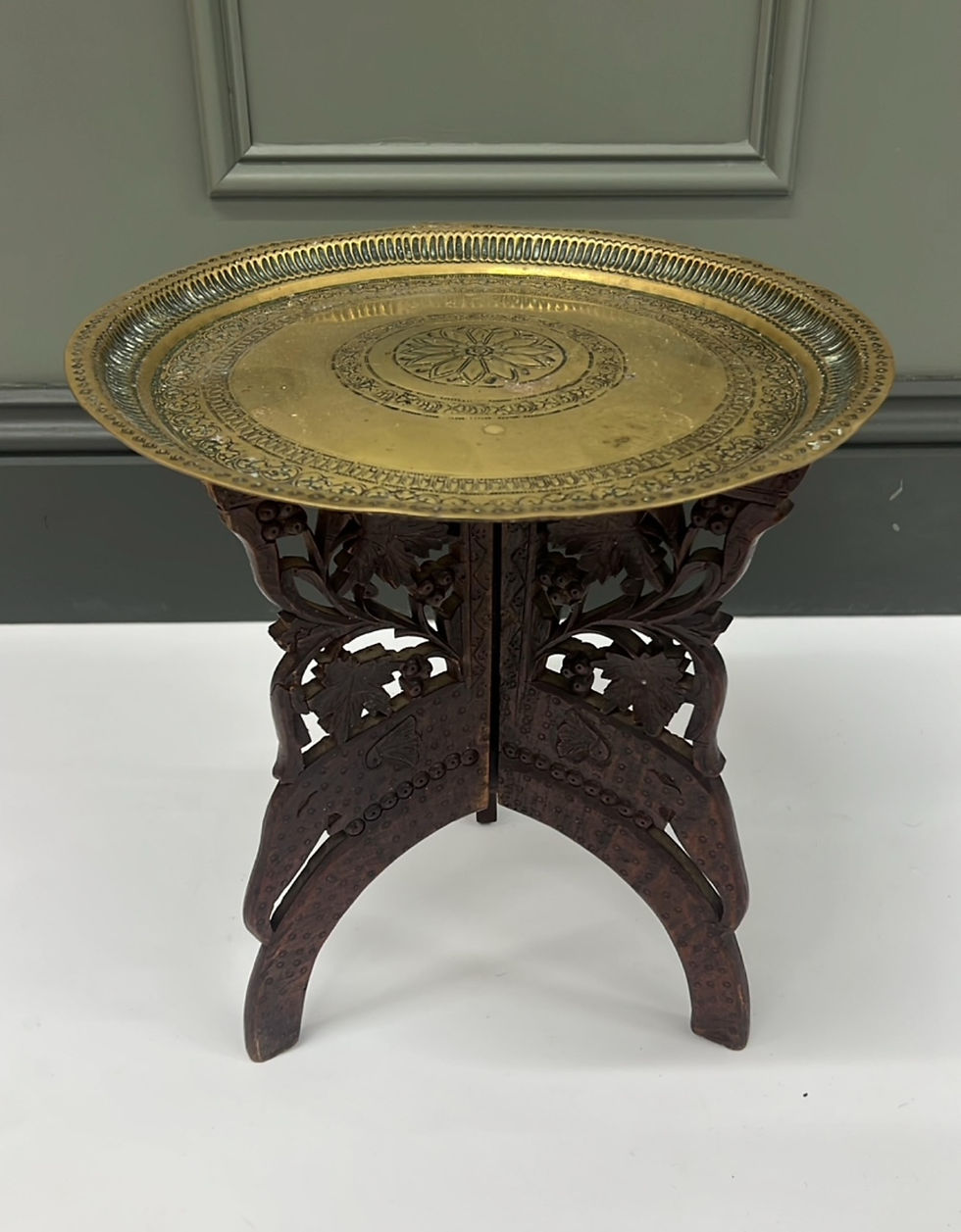 An Indian Brass Tray and Stand