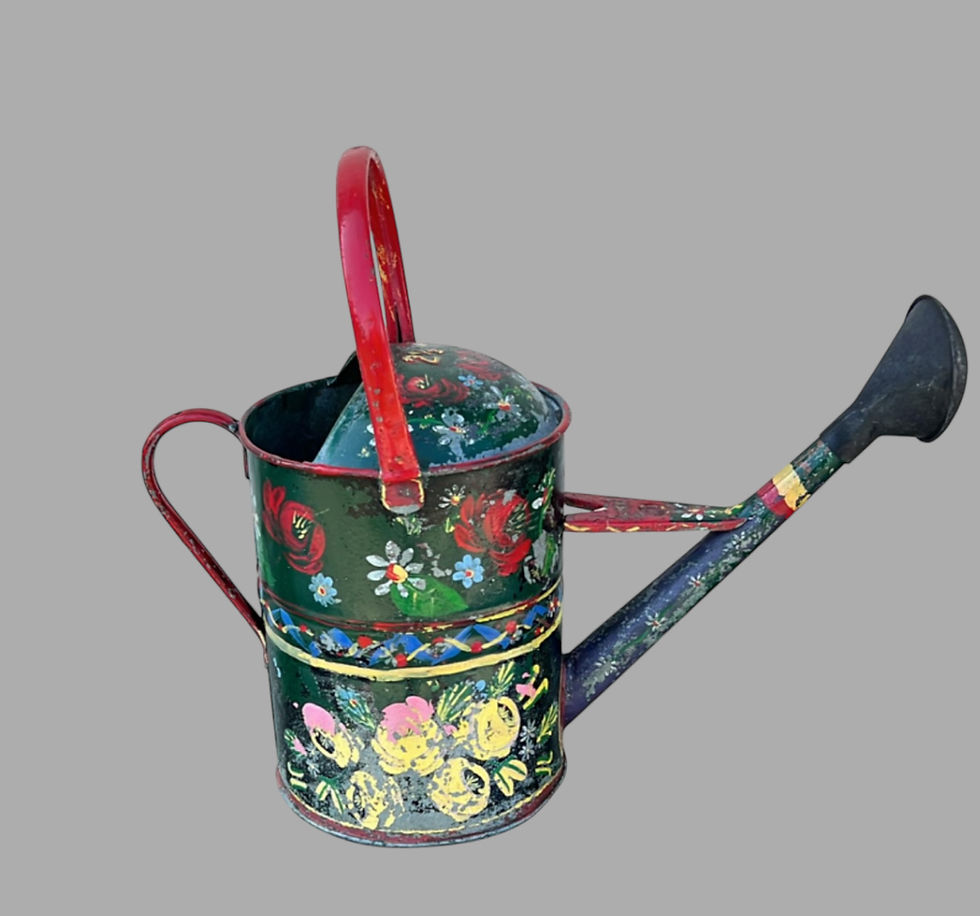 A Mid-Century Hand Painted Folk Art Watering Can