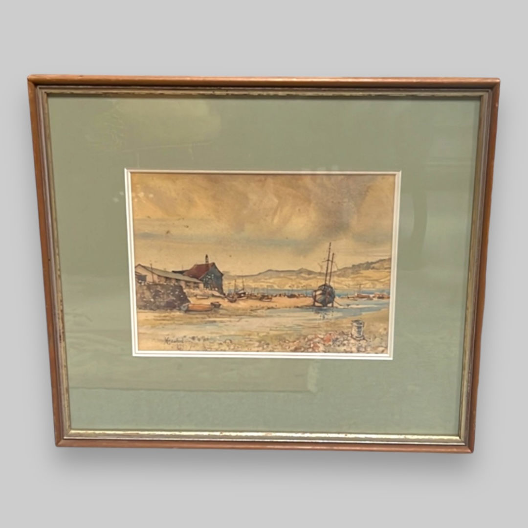 Eileen Crawford, 'Aground at Low Water', a watercolour of Exmouth Estuary