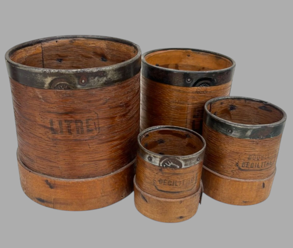A Charming Set of Vintage French Wooden Grain Measures
