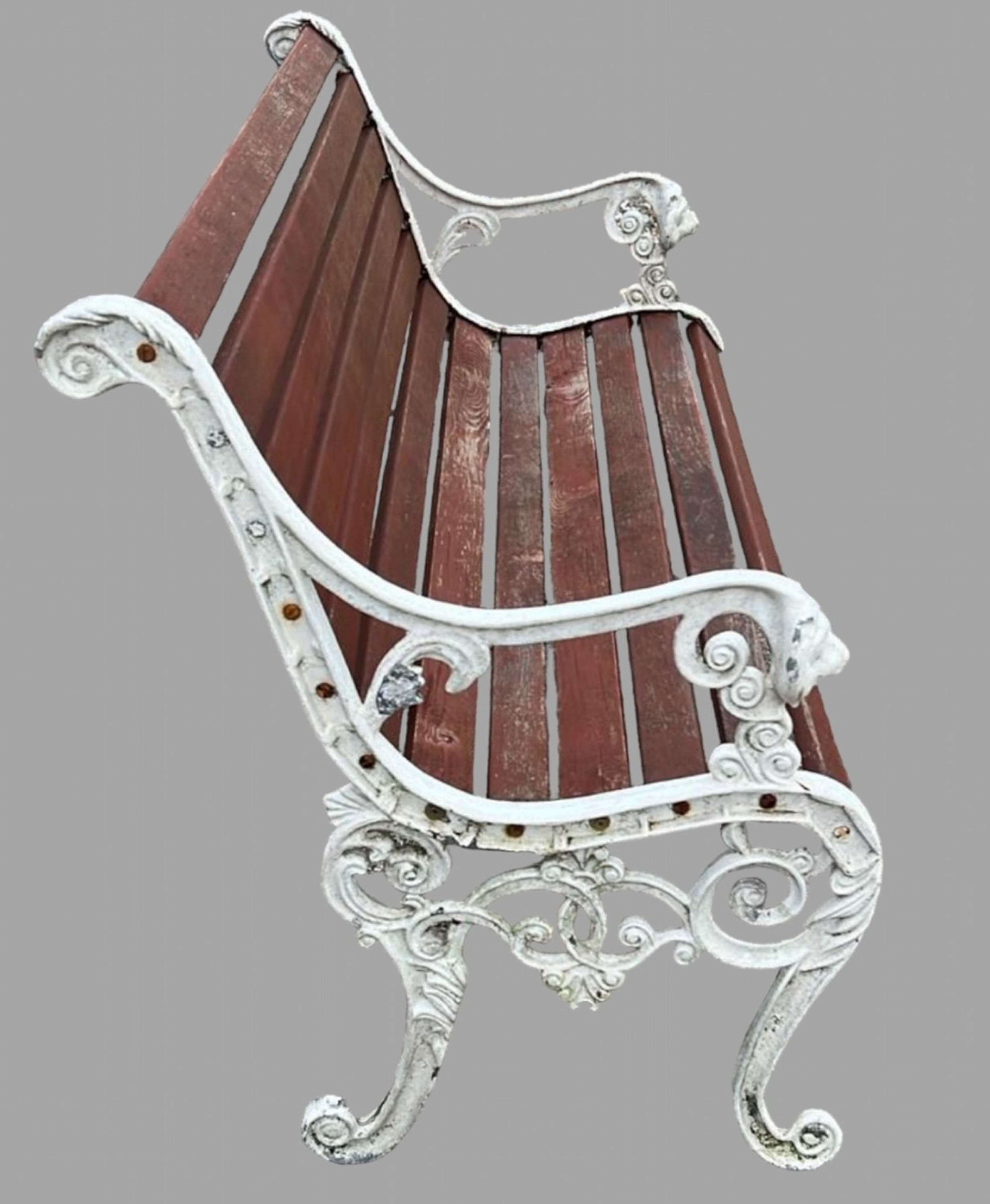 A C19th Wrought Iron and Wood Garden Seat