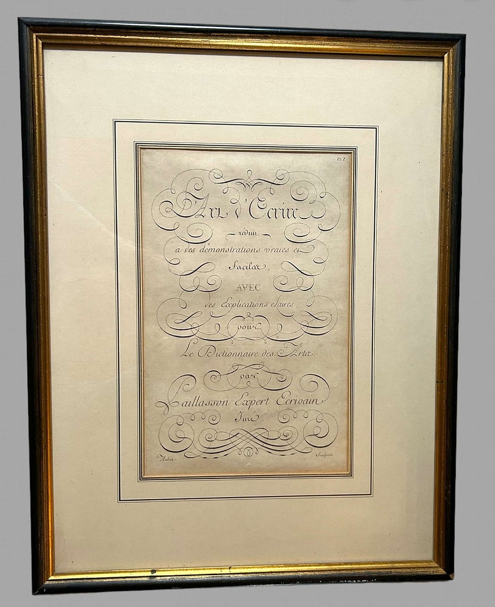 A Set of Eight Framed Charles Paillasson’s ‘L’Art d’Ecrire’ Plates