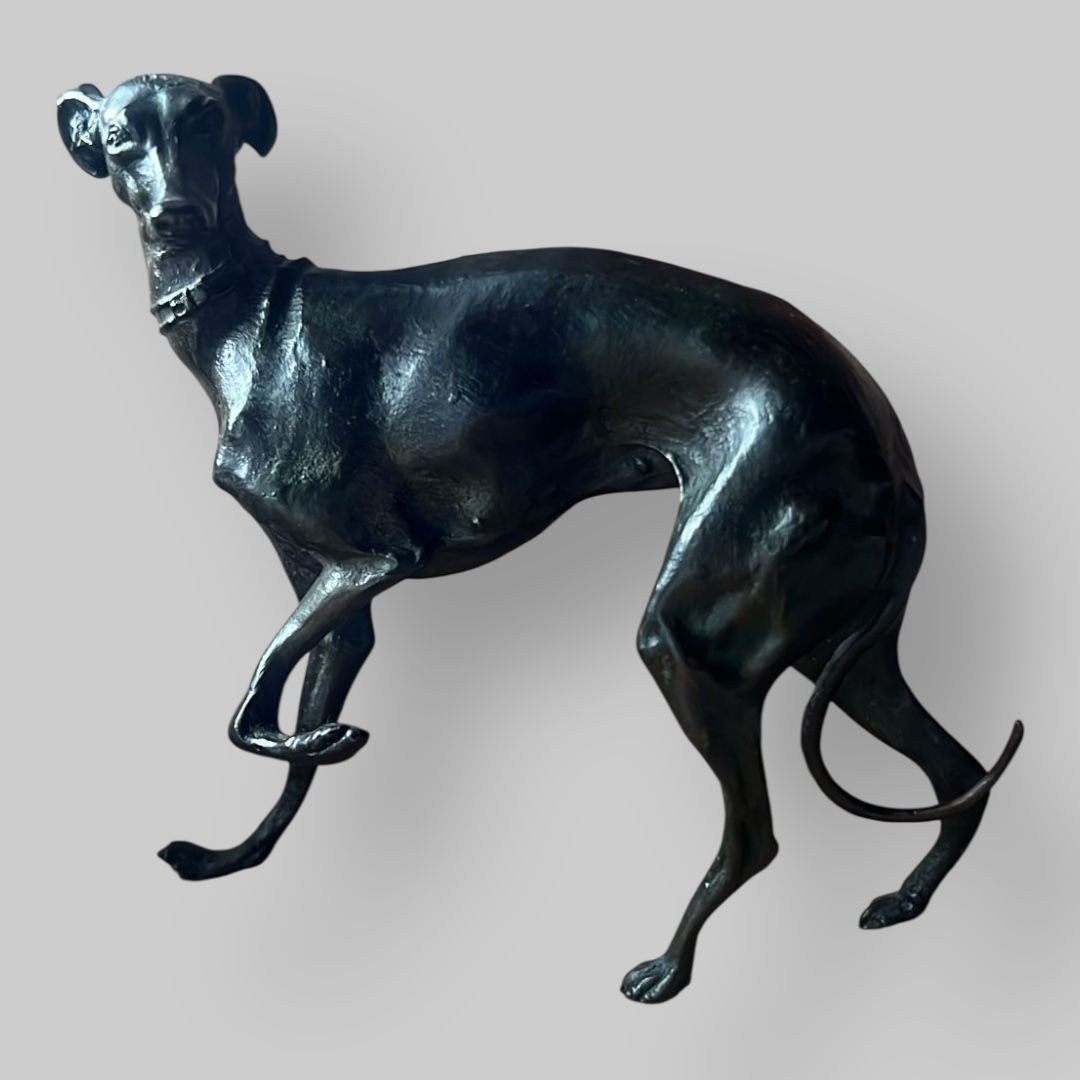 A Small Bronze Whippet in the Style of Mêne