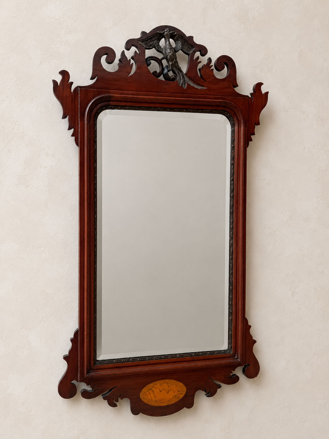 Late Victorian Chippendale Revival Mahogany Wall Mirror, Circa 1890