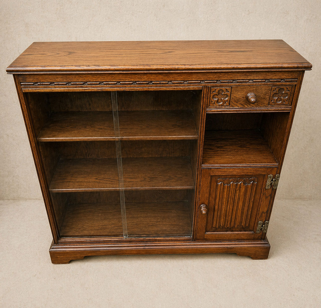 Edwardian Arts & Crafts Oak Glazed Bookcase Cabinet – J Haskin & Son