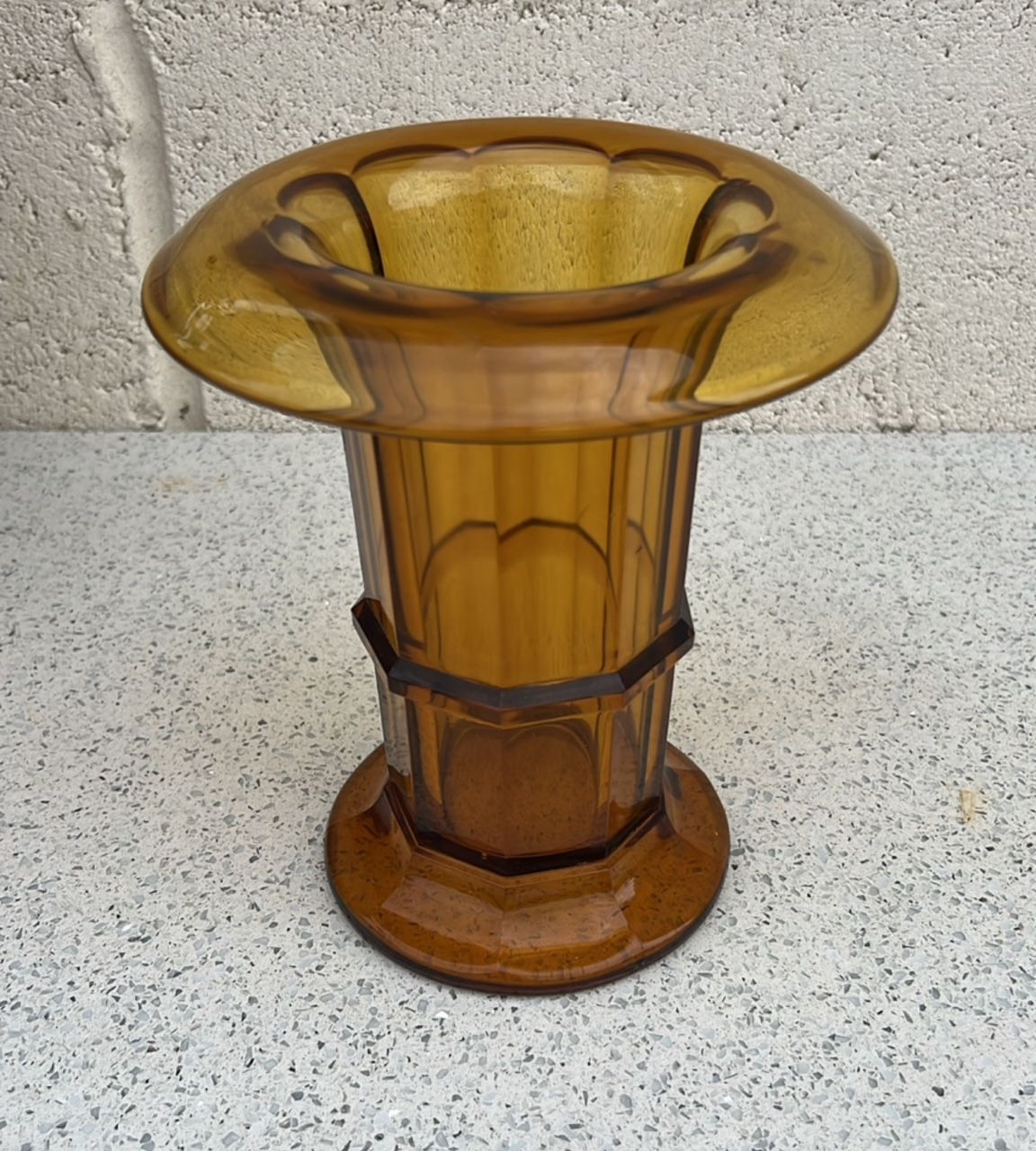 A Davidson Glass Amber Column Vase