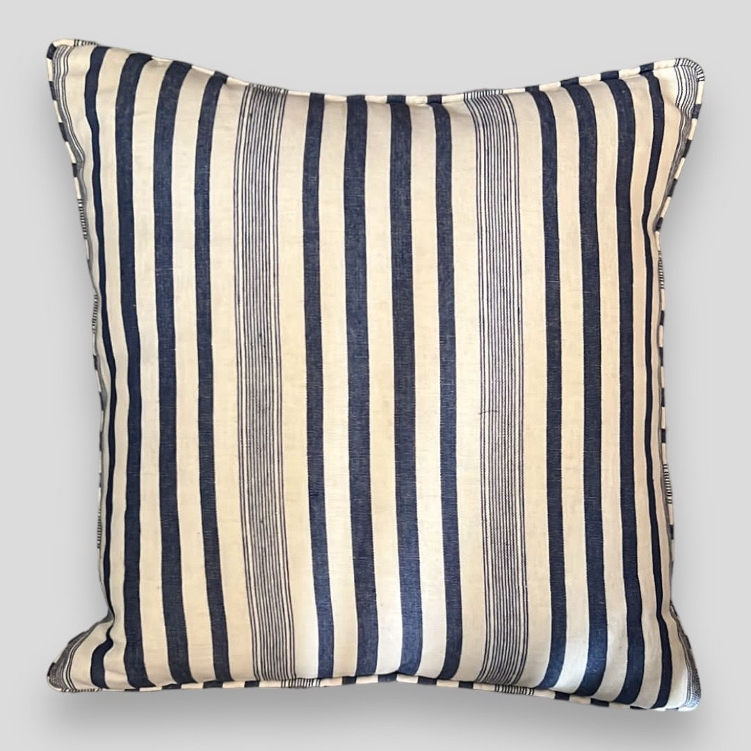 Lovely Blue Striped Piped Cushion