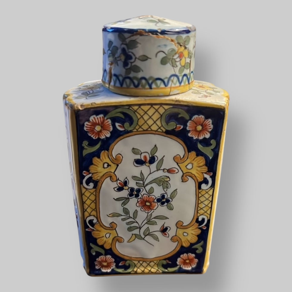 Hand-Painted Faience Tea Caddy