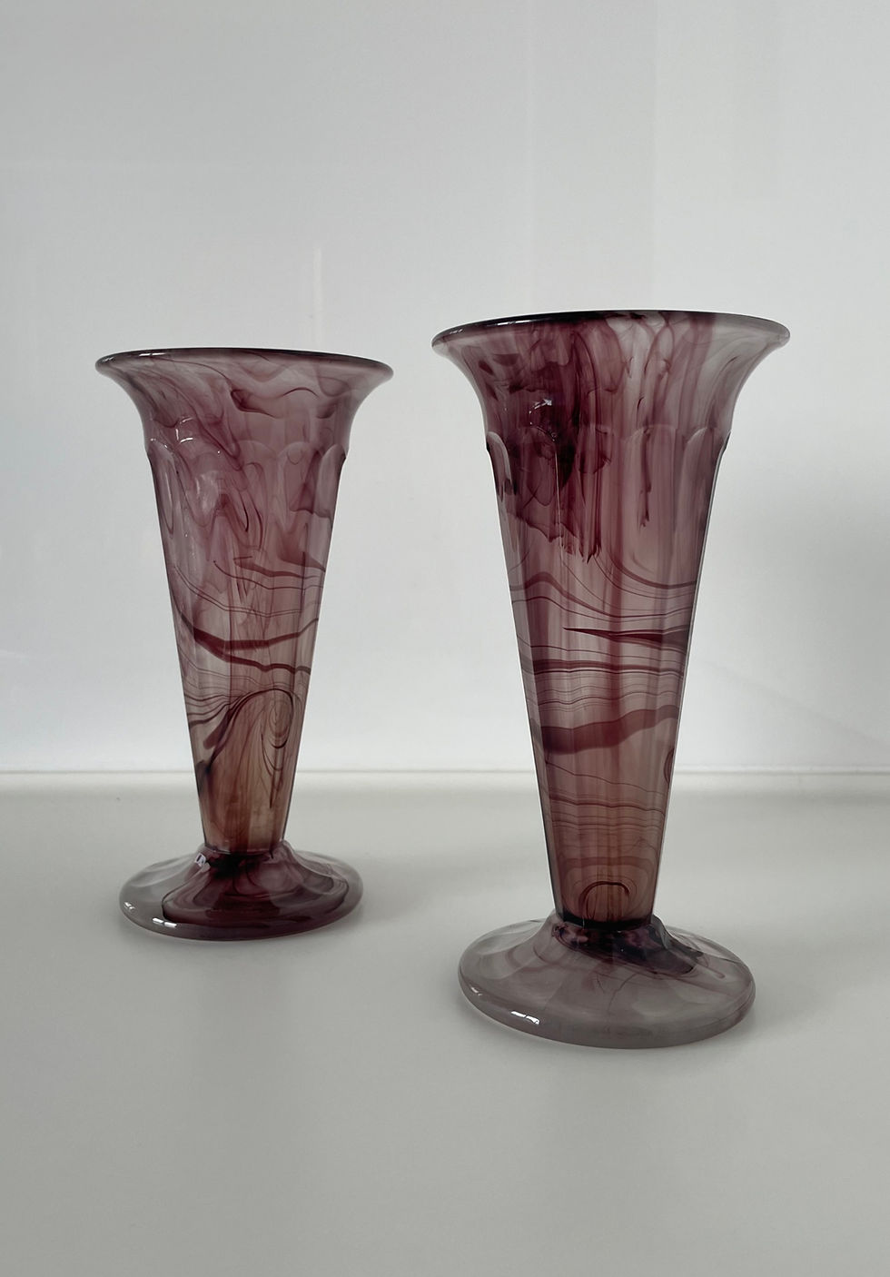 A Pair of George Davidson Amethyst Glass Vases
