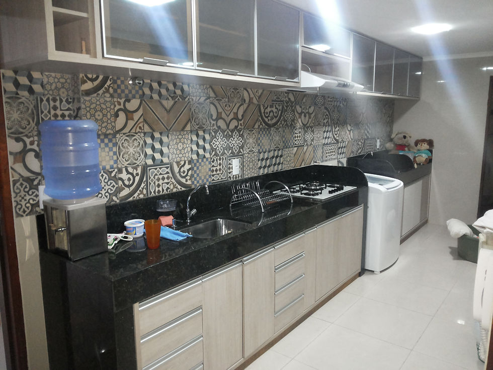 Cozinha de casa de campo cor santana
