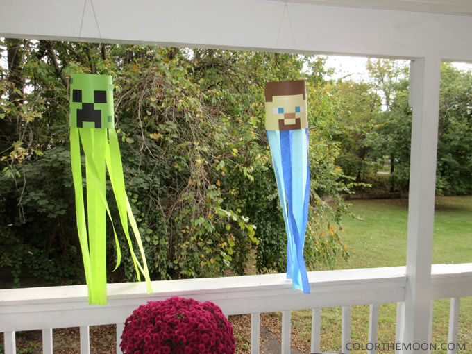 These DIY Minecraft party decoration windsocks are SO COOL and so easy to make! What a great idea for a Minecraft birthday party.