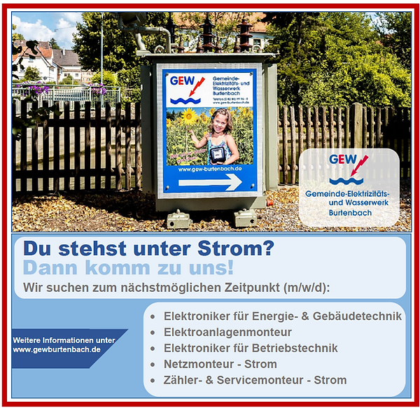 GEW Burtenbach: Stellenausschreibung für Elektroniker. "Du stehst unter Strom? Dann komm zu uns!"