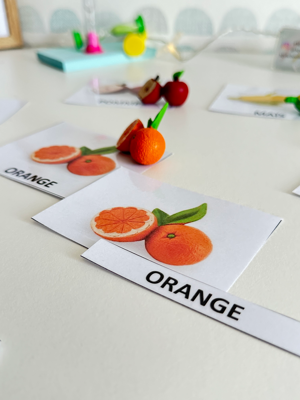 Miniature : Kit langage Montessori enfant – Fruits & légumes (figurines + cartes)