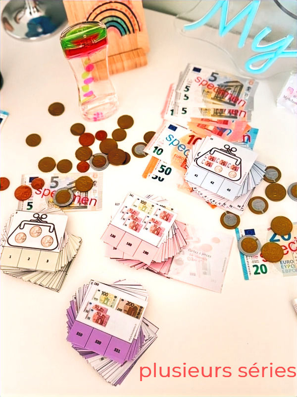 Miniature : Monnaie Cartes à pinces Jeu 5 Série Rose
