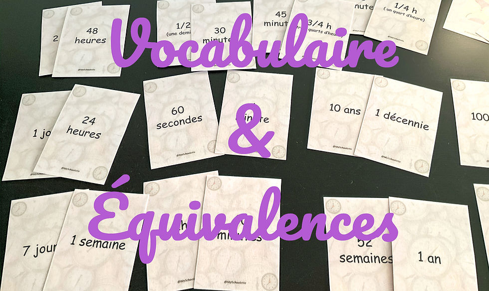 Miniature : Durées : Mistigri et Memory ( Vocabulaire et équivalence)