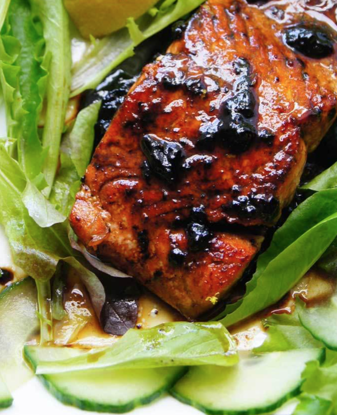 Salmon With Black Garlic Glaze