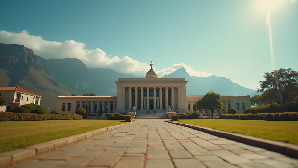 Close-up view of a government building in South Africa