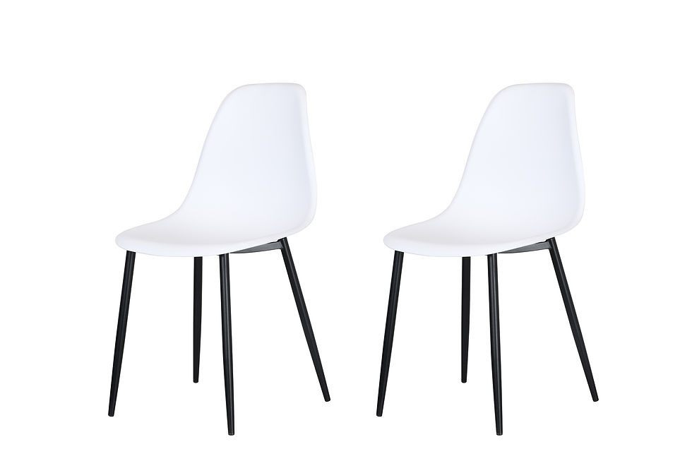 Thumbnail: curve chair, white plastic seat with black metal legs (pair)