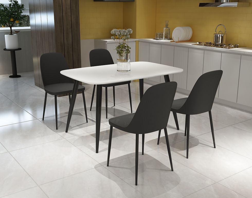 Thumbnail: duo chair, black plastic seat with black metal legs (pair)