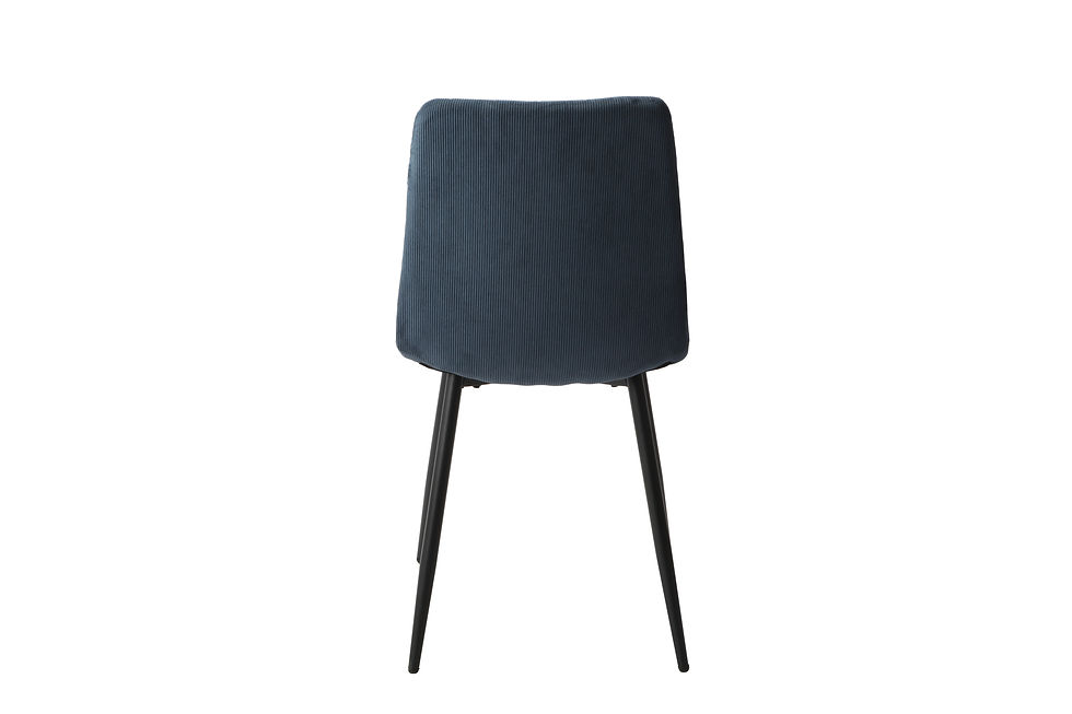 Thumbnail: straight stitch blue cord dining chair, black tapered legs (pair)