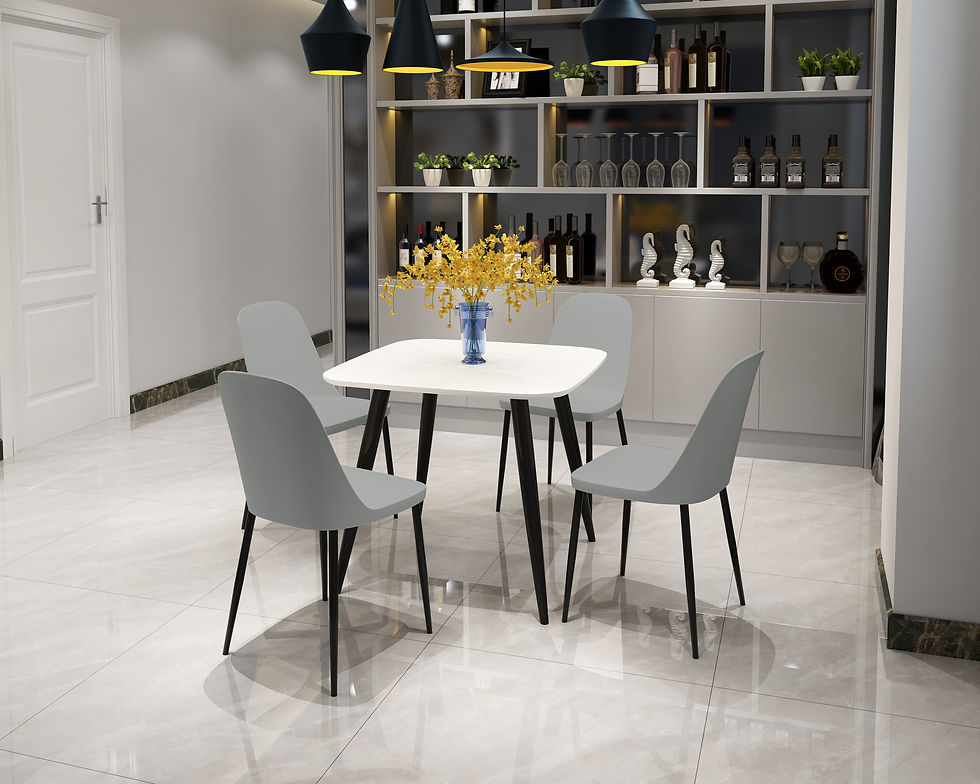 Thumbnail: duo chair, light grey plastic seat with black metal legs (pair)