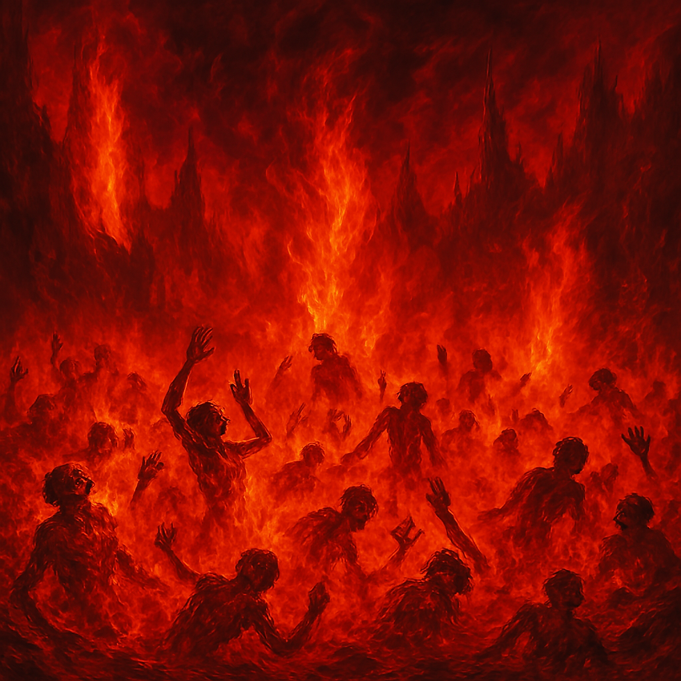 Isaiah speaks of the eternal fire of Hell. Blood Red Fire and so hot yet freezing cold. The fire is not visible as it is pitch black but the torture of Hell is never ending. Demons torment you non stop for all eternity.