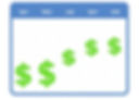 Calendar with ascending green dollar signs on a blue grid. Days labeled "Apn," "Wew," "July," "2pnl," and "2ots" on top.