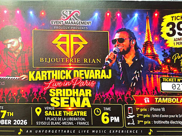 Billet Concert Karthick Devaraj & Sridhar Sena Paris